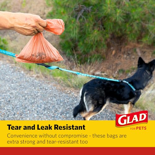 Image of Glad for Pets Dog Waste Bags, Scented, Tear-Resistant and Leak Resistant, 16 Rolls, Heavy Duty Poop Bags for Easy Waste Cleanup, Tropical Breeze Scent, 240 Total Bags