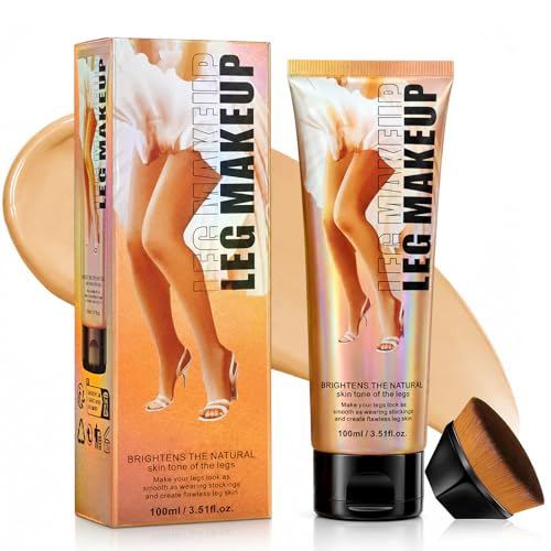 Maquillage Des Jambes, Fond de Teint Jambes Waterproof, Avec Pinceau de Maquillage Extra Large pour le Corps, Couverture de Tatouage pour Varices Cicatrices,...
