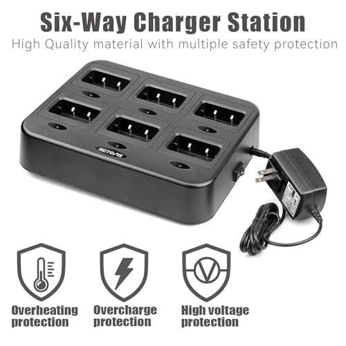 Retevis RT27 Walkie Talkies for Adults, Heavy Duty Two Way Radios, VOX Hands Free, Local Alarm, Rugged 2 Way Radio (6 Pack) with Six-Way Charger, for School Construction Site Manufacturing Restaurant - Image 3