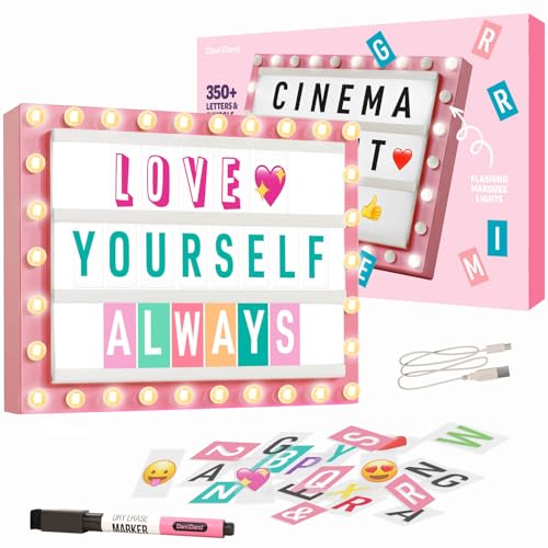 Cinema Light Box for Girls - 8 9 10 11 12 Year Old Girl Gifts - Gift for Teen Tween Girl - Birthday Gifts for 11 Year Old Girls - Teenage Room Decor - Name Light up Sign for Wall - Cute Tween Toys