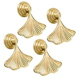 SSYHQAX brandname 4 pomos decorativos en forma de hoja dorada para puerta, color dorado