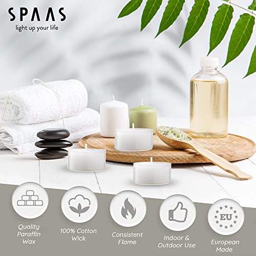 Spaas Scented Tea Lights Candles In Clear Cups - Vanilla & Myrrh Fragrance | Premium Long Burning Scented Tealight Candles For Spa, Romantic Décor, Meditation, Dinner, And Home Décor | Pack Of 24 #TOP1