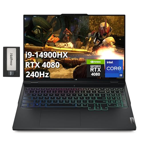 Lenovo Legion Pro 7 16 pulgadas WQXGA 240Hz Gaming Laptop, Intel i9-14900HX, GeForce RTX 4080 12GB GDDR6, 64GB DDR5, 4TB PCIe SSD, teclado retroiluminado RGB, Wi-Fi 6E, Win 11 Pro, negro, 256GB