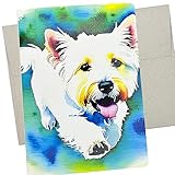 Westie Greeting Card with Envelope (5X7 Inches and Blank Inside for All Occasions) West Highland White Terrier on card for Birthday, Anniversary, or Thinking of You - 305