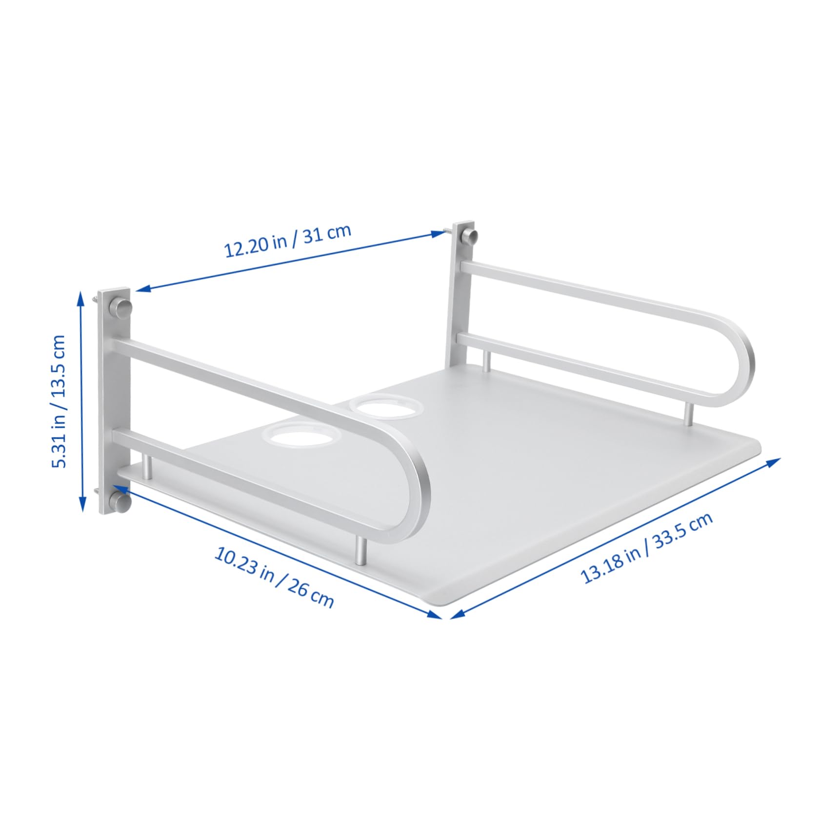 Wandmontiertes Aufbewahrungsregal zur Wandmontage aus Aluminium Silber mit Ablagefach Stabil für Router und Receiver für Wohnzimmer und Büro