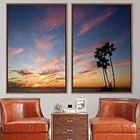 2 Piece Framed Canvas Wall Art Palm Tree Canvas Prints Home Artwork Decoration for Living Room,Bedroom - 16