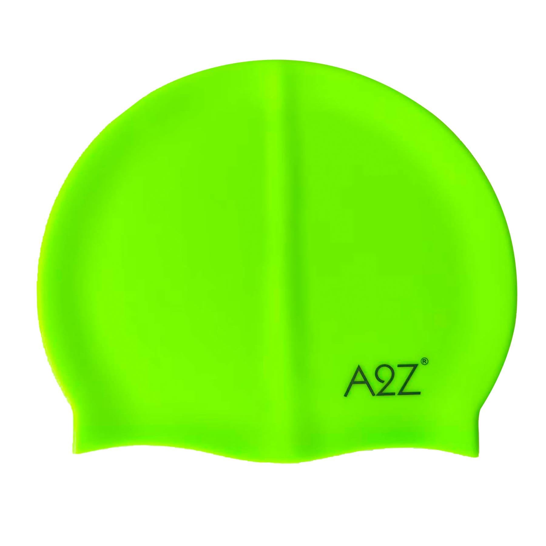 A2Z 4 Kids Girls Boys Silicone Swimming Cap Soft Stretch Fit - Swimming Cap Neon Green