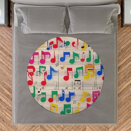 Couverture ronde douce notes de musique multicolores pour chaise - 8