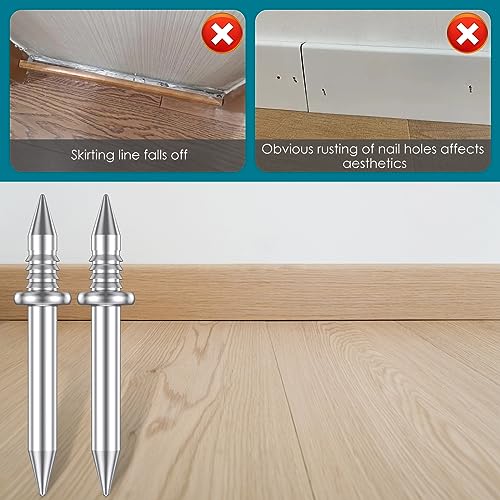 500 clavos sin costura de doble cabeza para zócalo, tornillos invisibles de seguridad, clavos para línea de zócalo metálicos sin marcas, rust-proof, set con 5 varillas para línea de zócalo miniatura 3