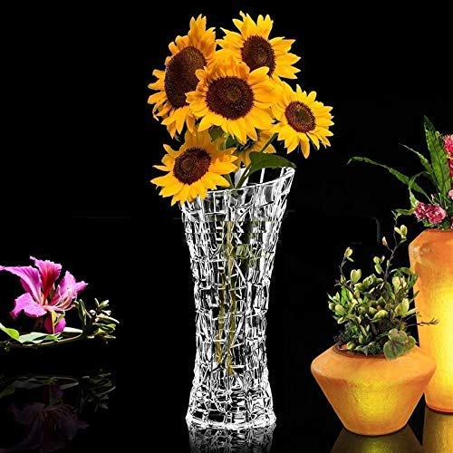 CALIST Glass Flower Pot, Crystal Clear Vase for Living Room/Home/Office