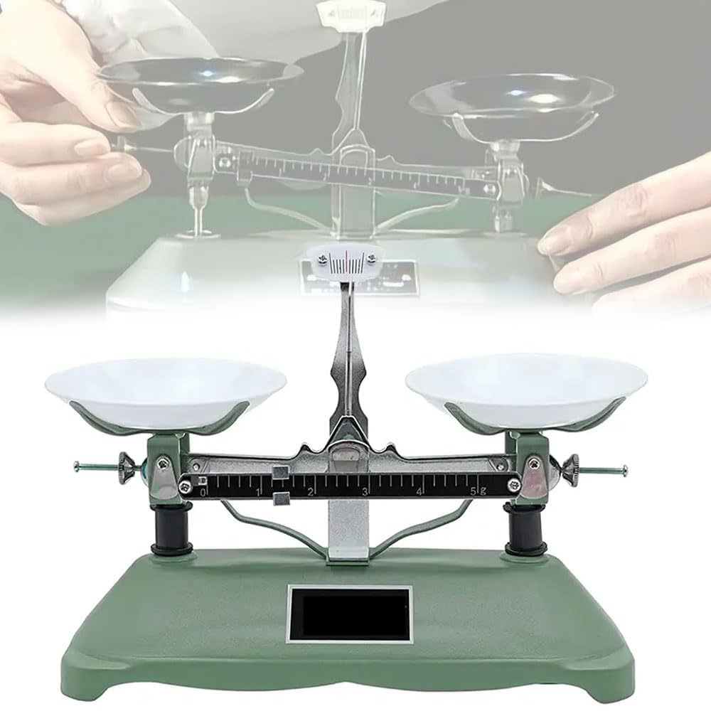 ZHJOPP Miniature Balance Scale, Laboratory Triple Beam Balance Beam Scale,Mechanical Tray Chemical Balance,Weight Kit,for Physical Experiment (100G)