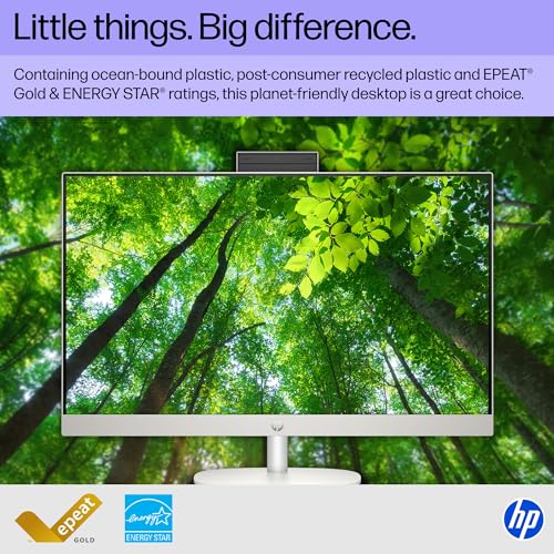 Image of HP All in One Desktop Computer, 27 inch FHD IPS Touchscreen, 16GB DDR5 RAM, 1TB SSD, AMD Ryzen 5 7520U Processor, Windows 11 Pro, Wi-Fi 6, Wireless Keyboard and Mouse, w /Accessories