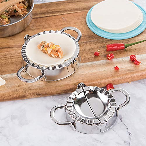 SYSAMA Empanada Press Stainless Steel 2 Pack Dumpling Maker Mould Ravioli Mold Set Pierogi Dumpling Press Wrapper Pastry Dough Cutter Kitchen Accessories Set (3 inch /7.5cm and 3.75 inch/9.5cm) - Thumbnail 5