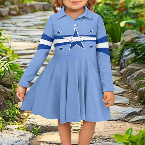 Fall Girls Dresses Long Sleeve Polo Shirt Lapel Collar A-Line Sundress for Daily School4