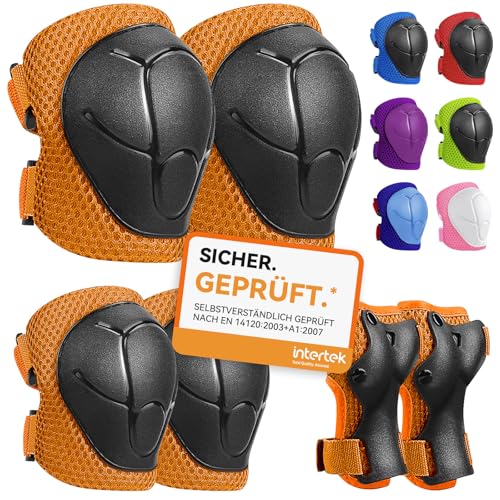 iMoebel Schonerset 6er Protektoren Schützer Set, Inliner Schutzausrüstung Protektorenset Kinder, Knieschoner Ellenbogenschoner Handschoner Verstellbar für Skaten Roller Skateboard