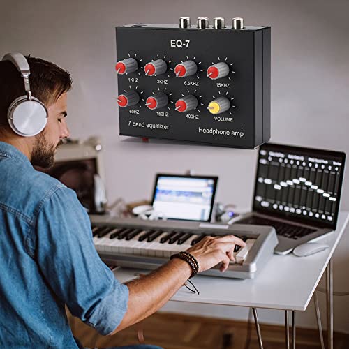 Kaneorooir EQ-7 Car Audio Headset Amplifier 7-Band EQ Equalizer 2 Channel Audio Mixer Equalizer Digital Sound Equalizer - Image 4
