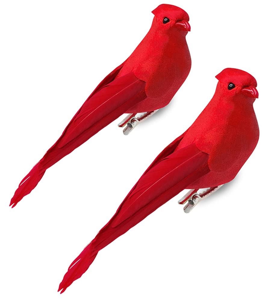 Red Cardinal Birds Clip on Set of 2