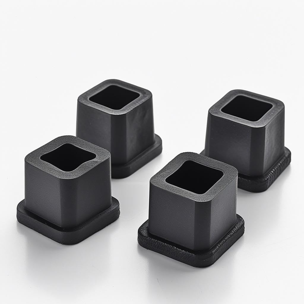 Heavy Duty Square Rubber Furniture Leg Caps - Floor Protector Chair/Table Leg Shoes (32mm x 32mm Inner Size | 40mm x 40mm Outer Size | 30mm Height) Pack of 4 | Anti-Scratch & Noise Reducing | Black-image-23