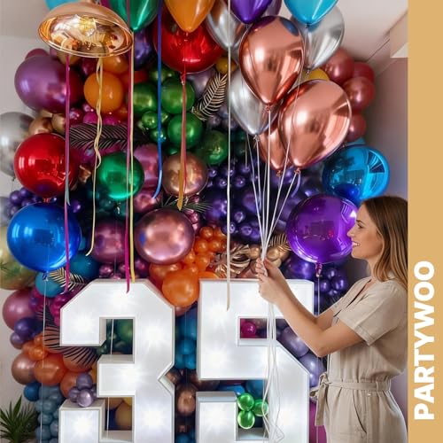 Image of PartyWoo Metallic Balloons 20pcs 18 Inch Metallic Blue Silver Gold Purple Pink Green Rose Gold Latex Balloons for Baby Shower Wedding Engagement Unicorn Rainbow Birthday Party Decorations