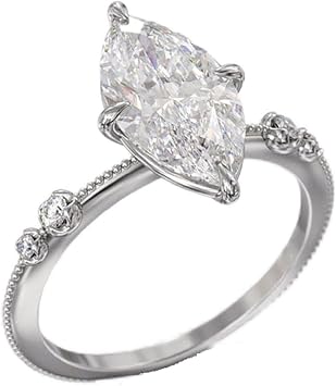 925 Silver Engagement Rings 9x16mm Oval Cut Solitaire Cubic Zirconia CZ Wedding Promise Rings for Her Wedding Bands for Women Size 6-10 6