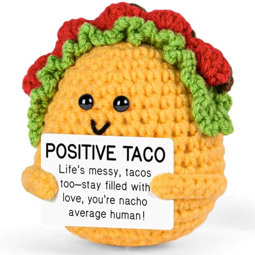 Emotional Support Crochet, Positive Crochet Taco, Encouragement Gifts for Women Men Birthday Christmas Self Care Friends Coworkers Relaxation Gift Des
