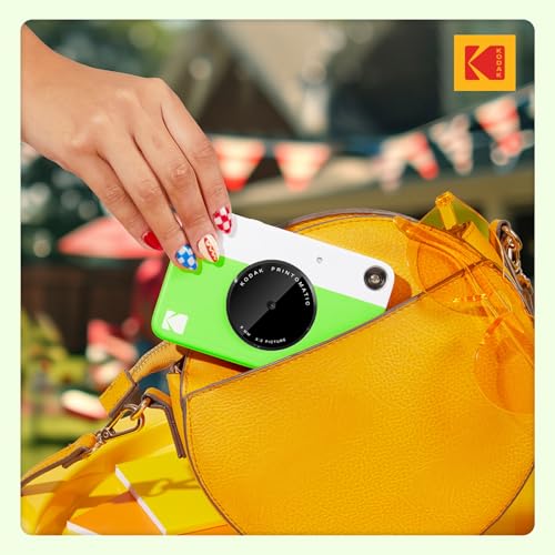 Image of KODAK Printomatic Full-Color Instant Print Digital Camera, Zink 2x3 inch (5.1x7.5 cm) Sticky-Back Photo Paper, 5MP, Portable, Creative Fun Gift for Birthday, Christmas, Holiday, Green