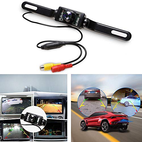 Cámara de visión Trasera para Coche con ángulo de visión de 170°, 7 Luces LED infrarrojas de visión Nocturna, IP68, Impermeable, Universal, para Coche