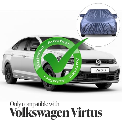 Image of Autofact Premium Car Cover for Virtus | All Weather Water-Resistant Full Body Car Cover | Light-Weight Triple-Stitched Outdoor Shield with UV Protection, Dustproof & Heat-Resistant