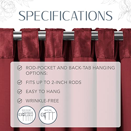 Elrene Blackout Rod Pocket/Back Tab Window Curtain Panel, Fabric, Rouge, 52" W x 108" L (Pack of 1), W 52" x L 108" (1 Panels) - Image 4