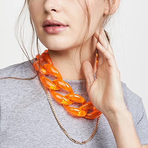 Wiwpar Acrylic Choker Necklace Statement Chunky Fashion Acrylic Necklace Colorful For Women Girls (Orange) #TOP9