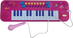 Teclado Musical Infantil com Microfone – 25 Teclas – Função Gravação e Replay – Brinquedo Educativo, Piano Eletrônico com 25 Teclas que Grava e Reproduz (Rosa)