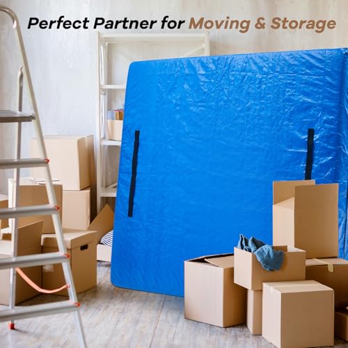 BETU Mattress Bags for Moving, Mattress Protector Waterproof Mattress Cover Cal King Size Storage Bags with 8 Heavy-Duty Handles and Zipper for Bed Extra Thick Large(2 Pack, 86"x75"x15" Blue)