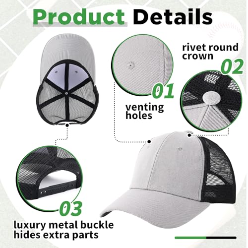 Image of Suhine 24 Pcs Blank Trucker Hat Bulk Unisex Mesh Baseball Cap for Sublimation Embroidery Vintage Adjustable Hat for Men Women
