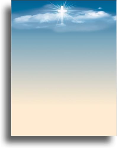 Cross in the Sky - Papel de papelería religiosa (80 hojas)