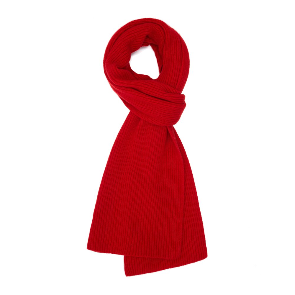 Sciarpa a coste in puro cashmere Rosso Taglia unica