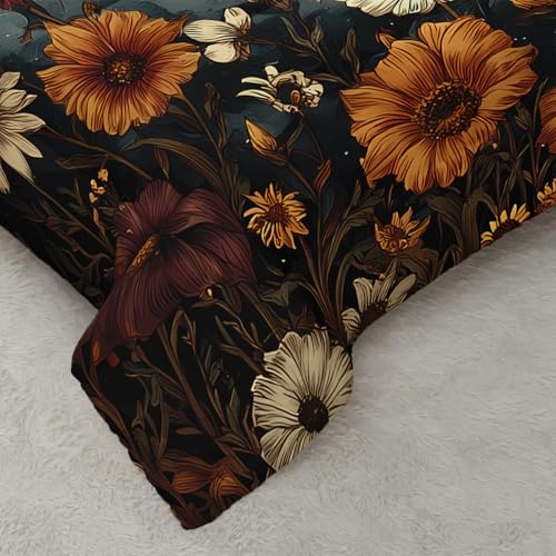 Image of AILONEN Sun and Moon Bedding Set for Teens Girls Bedroom Decor,Bohemian Style Starry Sky Comforter Set Queen Size,Natural Plants Duvet Set,1 Quilt and 2 Pillowcases,3Pcs