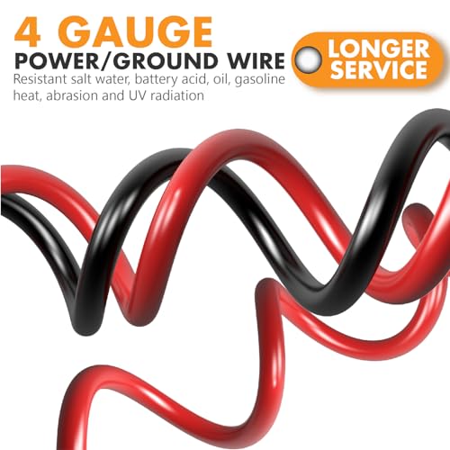 Jeemiter 4 Gauge Wire 50ft Red Copper Clad Aluminum CCA - Primary Automotive Wire Power/Ground, Battery Cable with Lugs Terminal Connectors and Heat Shrink Tub Electrical 4ga AWG 50 Feet - Thumbnail 3