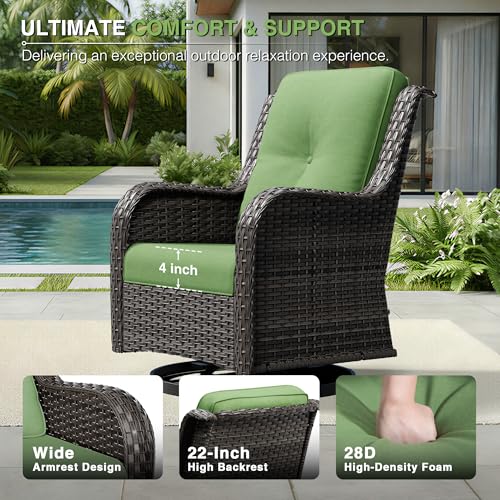 Image of Joyside Swivel Patio Chairs Set of 2, Wicker Patio Furniture with High Back, Deep Seating, Wide Armrest, Thickened Cushions, Outdoor Rattan Furniture for Deck, Porch Use