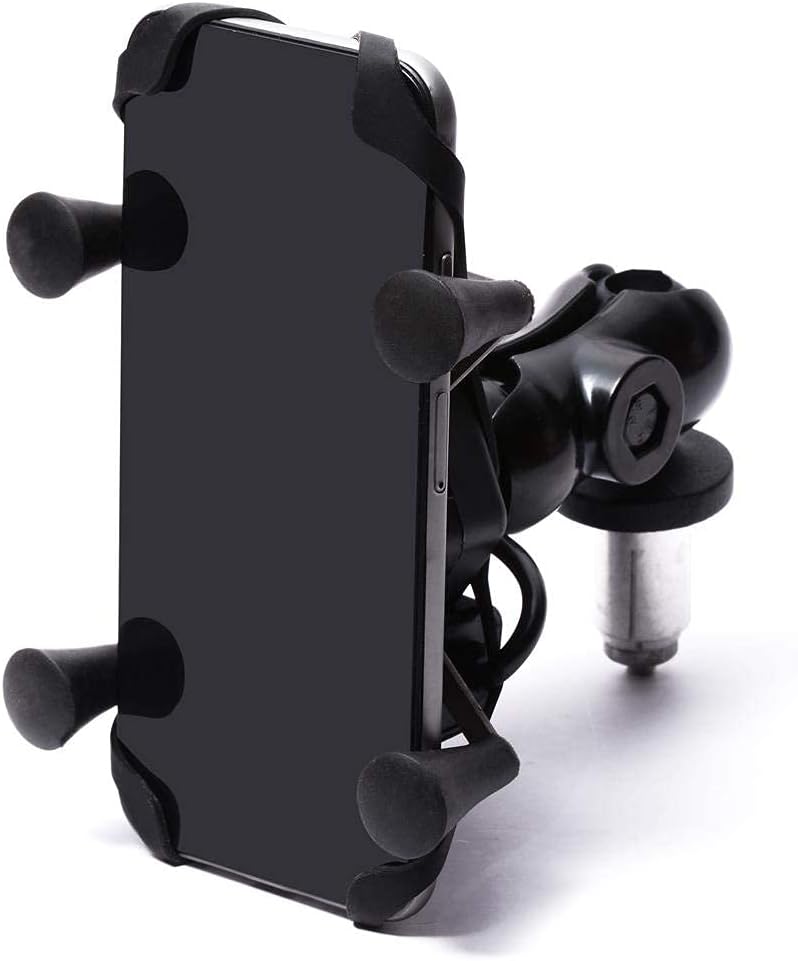 SIMINZICH Motorcycle Phone Holder Fork Stem Mount Bracket Motorcycle GPS Navigation Bracket for BMW S1000RR/ Yamaha YZF R1M/ Honda CBR VFR/Kawasaki Ninja USB Charge