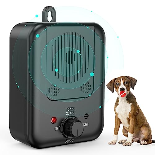 SUUWEE 33 FT Stop Dog Barking Device, 3 Modes Waterproof Ultrasonic Dog Barking Deterrent Device Humane Safe Bark Box Gentle Dog Control Barking Training Tool for Most Dogs.