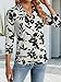 LYHIPSS Polo Shirts for Womens Business Casual Tops 3/4 Sleeve V Neck Dressy Work Blouses for Women Fashion Floral Pattern XXL