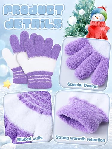 Image of EBOOT 3 Pairs Winter Kids Gloves Warm | Toddler Gloves for Boys Girls Outdoor, Full Finger Fluffy Soft Mittens for 1-11 Years Children, Multiple Colors