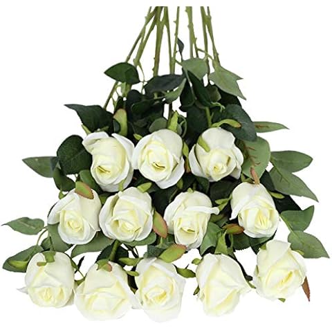 Tifuly 12 Pcs Long Stem Silk Roses Cover