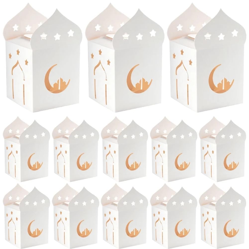 CTRLZS 50PCS Eid Mubarak Candy Boxes Hollow Star Moon Cookie Gift Packaging Box Ramadan Islamic Muslim Decoration Supplies Easy to Use