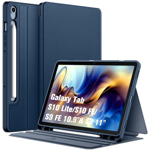 FINTIE Funda para Samsung Galaxy Tab S10 Lite/ S10 FE 2025/ S9 FE de 10.9 pulgadas / S9 de 11 pulgadas con soporte para bolígrafo S, soporte delgado de múltiples ángulos con cubierta trasera de TPU