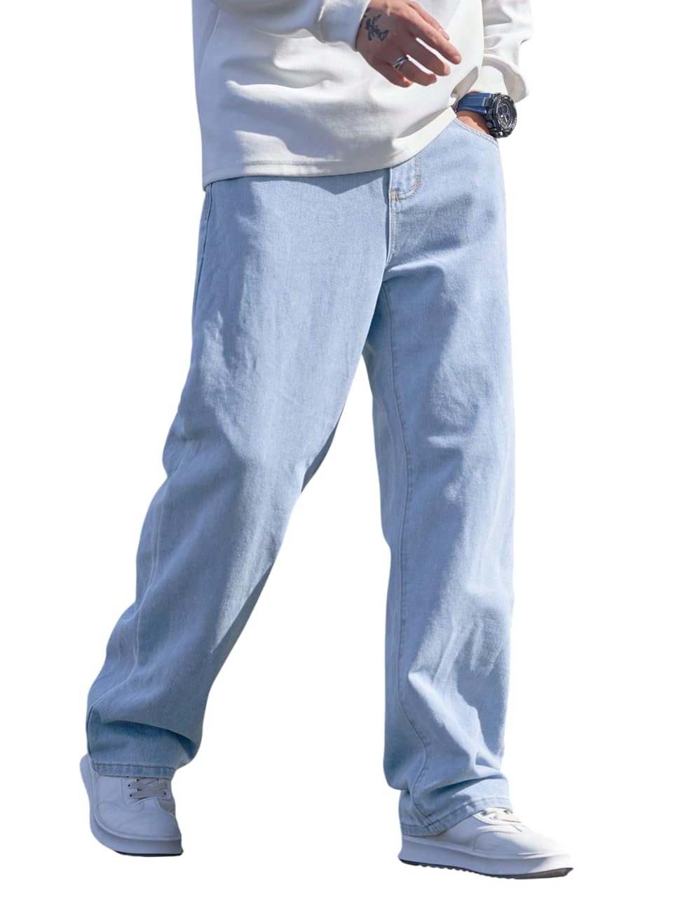 dockstreet Men Baggy Jeans || Pure Cotton || Extremely Soft Touch ||Breathable Denim for Summer Season Comfort-picture-49
