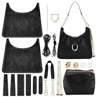 WADORN DIY PU Leather Handbag Making Kit, Women‘s Shoulder Bag Making Set for DIY Purse Making Leather Shoulder Handmade Bag Sewing Accessories for Women Holiday Day DIY Craft, Black
