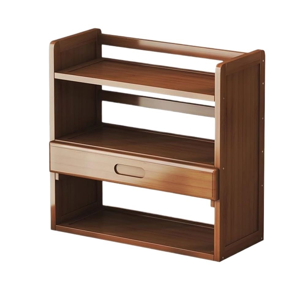 AYCDL Bookcase Bamboo Bookshelf Desktop, Single Drawer with Density Board Desk Display Shelf, Storag Office Supplies Books Cosmetic, for Office Home Display Shelf,size_name-L50xW20xH65 cm