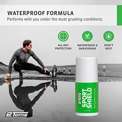 Image of 2Toms SportShield, All-Day Anti Chafe and Blister Prevention, Waterproof | Soothing Anti-Chafe Prevention for Chafing & Skin Irritations