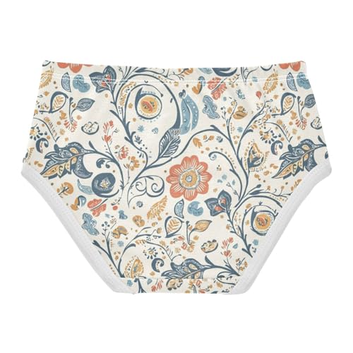 ZZKKO Vintage Floral Paisley Pattern Girls Underwear Toddler Panties for Girls Comfort Brief Size 2-8T2